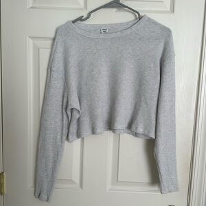 Aritzia Grey Waffle Cropped Long Sleeve